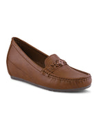 Classic Buckle Accent Comfort Wedge Heel Loafers
