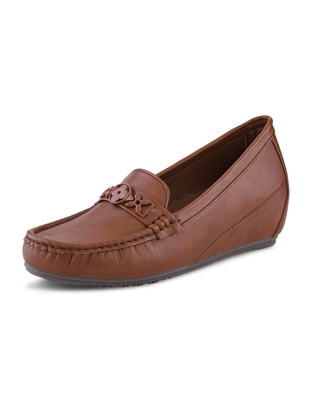 Classic Buckle Accent Comfort Wedge Heel Loafers