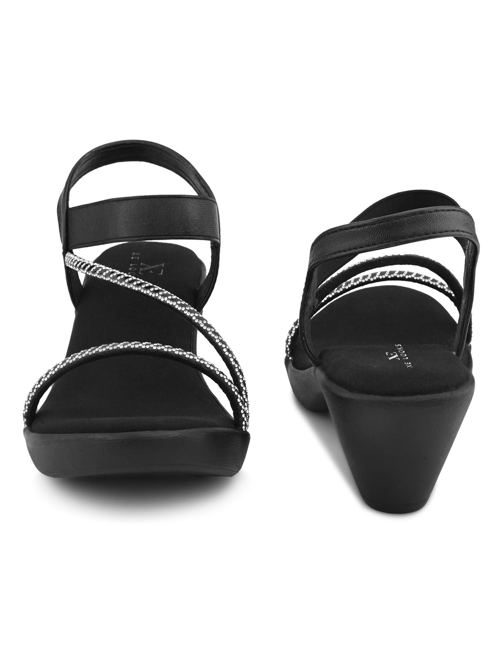 Classic Wedge Sandals Metallic Beaded Crisscross Straps