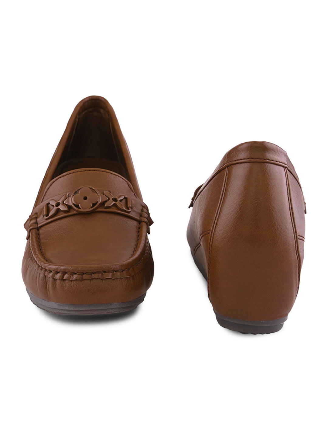 Classic Buckle Accent Comfort Wedge Heel Loafers