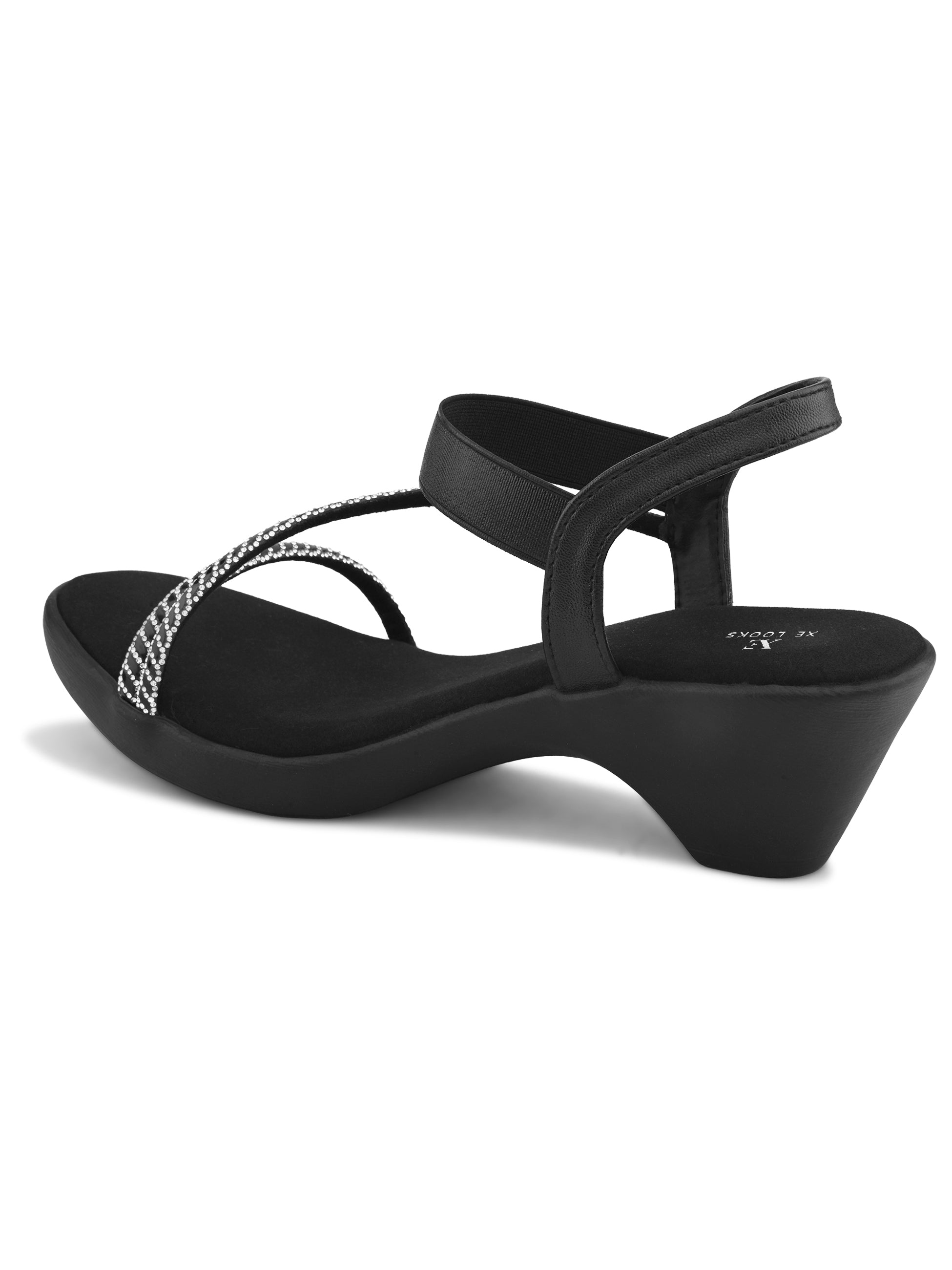 Classic Wedge Sandals Metallic Beaded Crisscross Straps