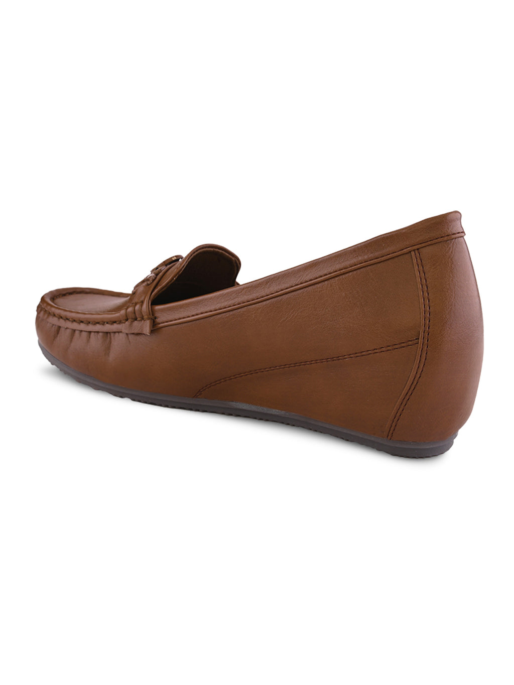 Classic Buckle Accent Comfort Wedge Heel Loafers