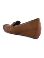 Classic Buckle Accent Comfort Wedge Heel Loafers