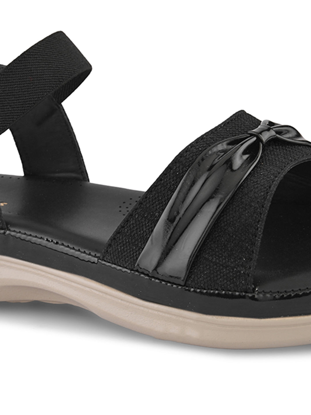 Elegant Bow Detail Comfort Sandals With Secure Ankle Strap