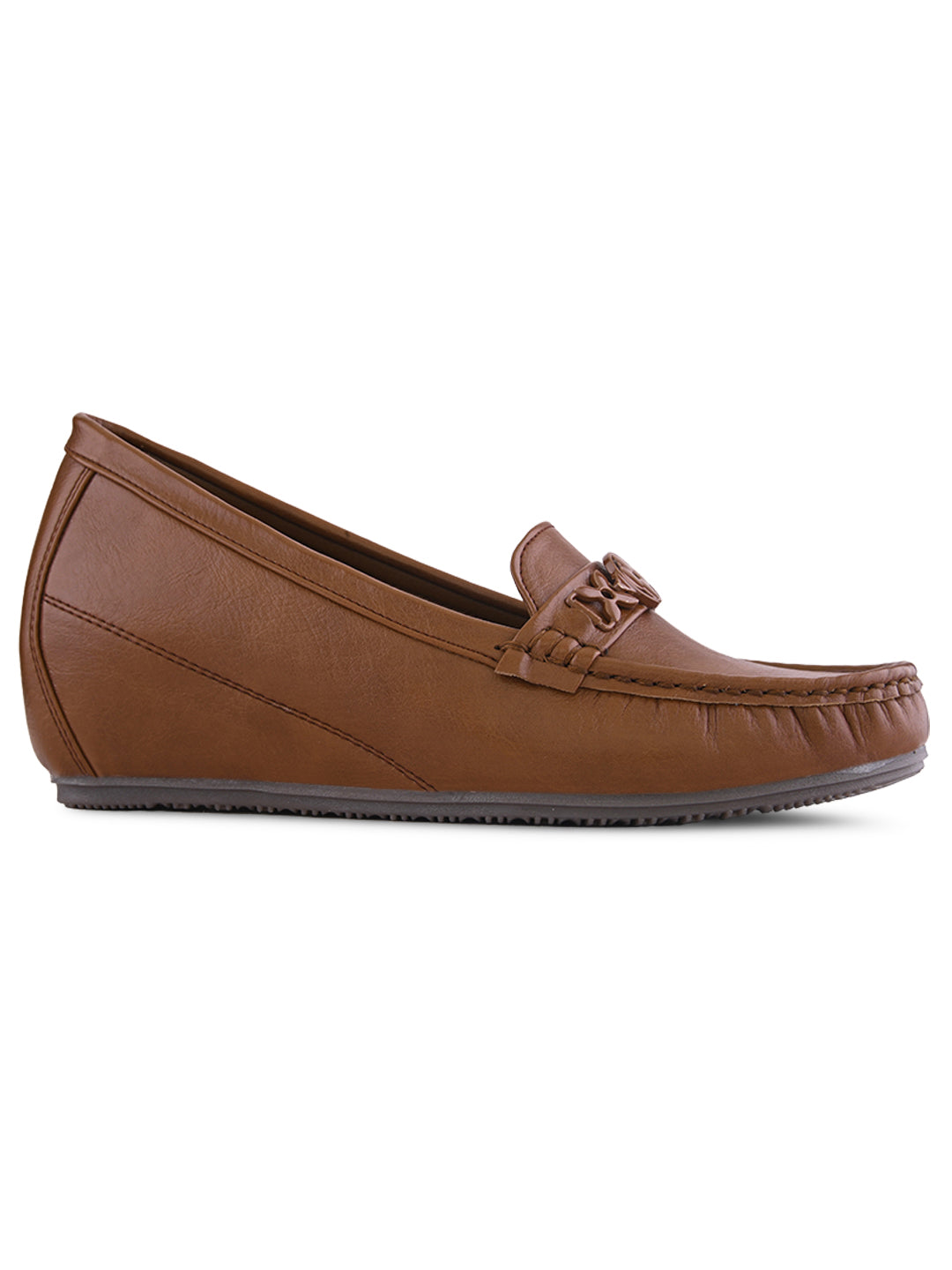 Classic Buckle Accent Comfort Wedge Heel Loafers