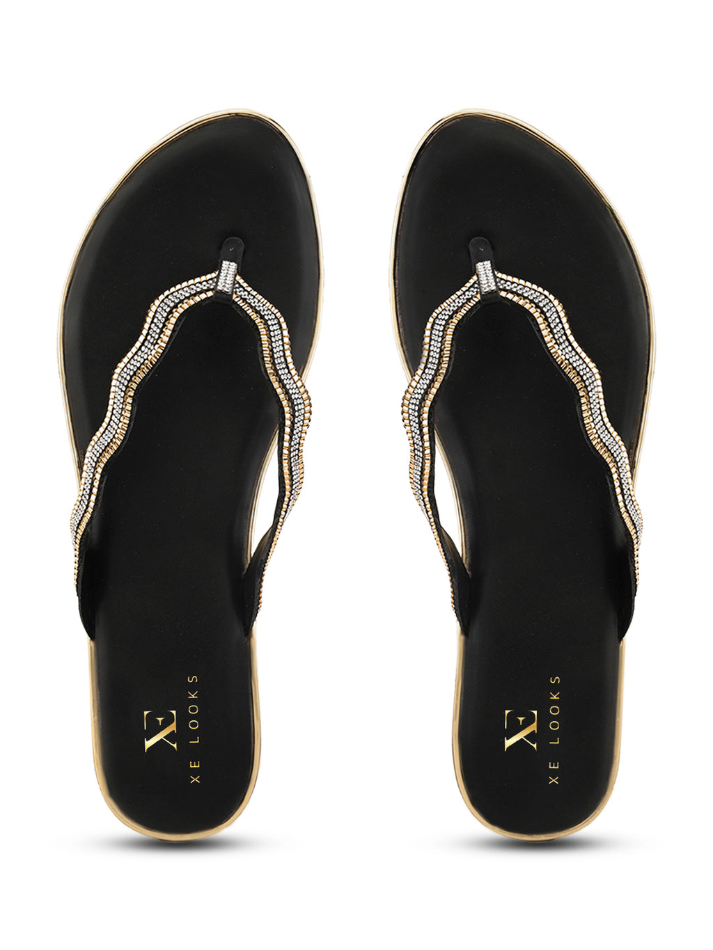 Traditional Slip-On Sandals with Stone-Styled Strap Design