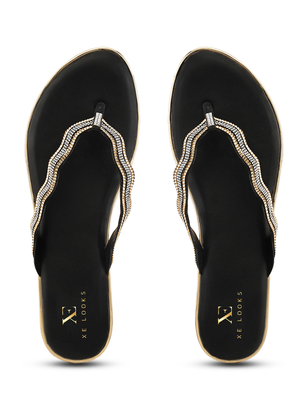 Traditional Slip-On Sandals with Stone-Styled Strap Design