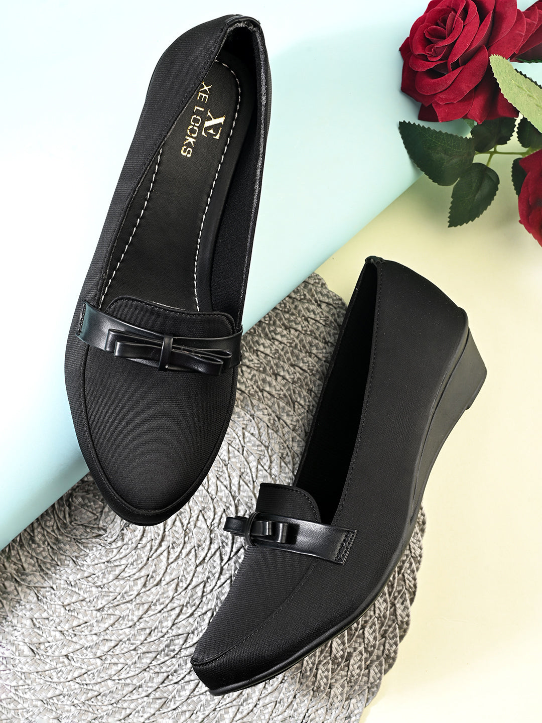 Elegant & Versatile Bow Design Wedge Heel Ballerinas