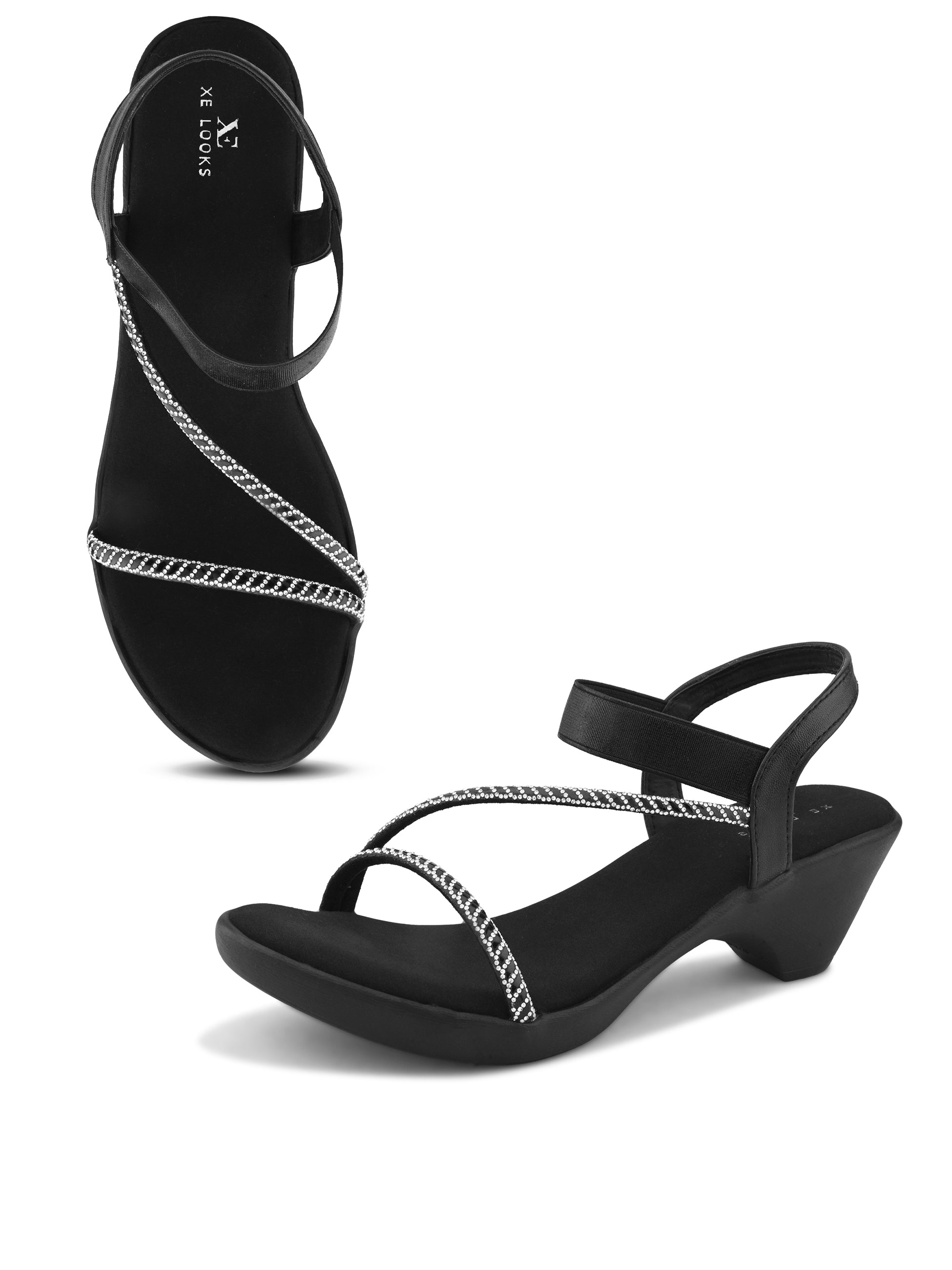 Classic Wedge Sandals Metallic Beaded Crisscross Straps