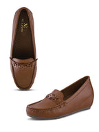 Classic Buckle Accent Comfort Wedge Heel Loafers
