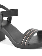Elegant  Striped Strap Block heel sandal