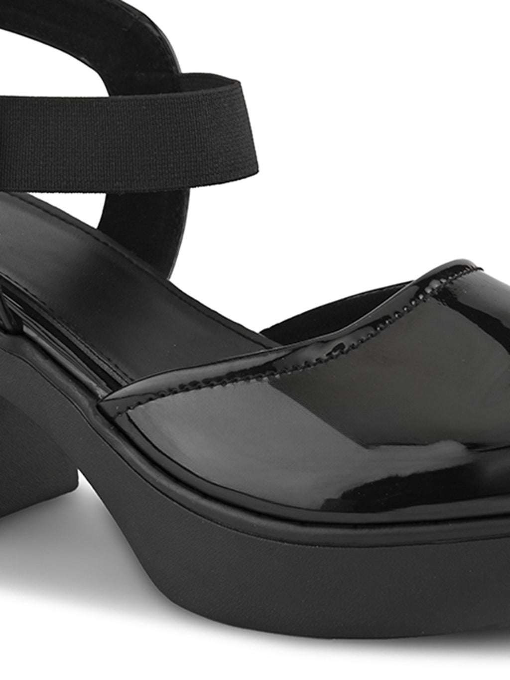 Classic Patent Block Heel Pumps with Backstrap Soft Cushioned Formal Shoes
