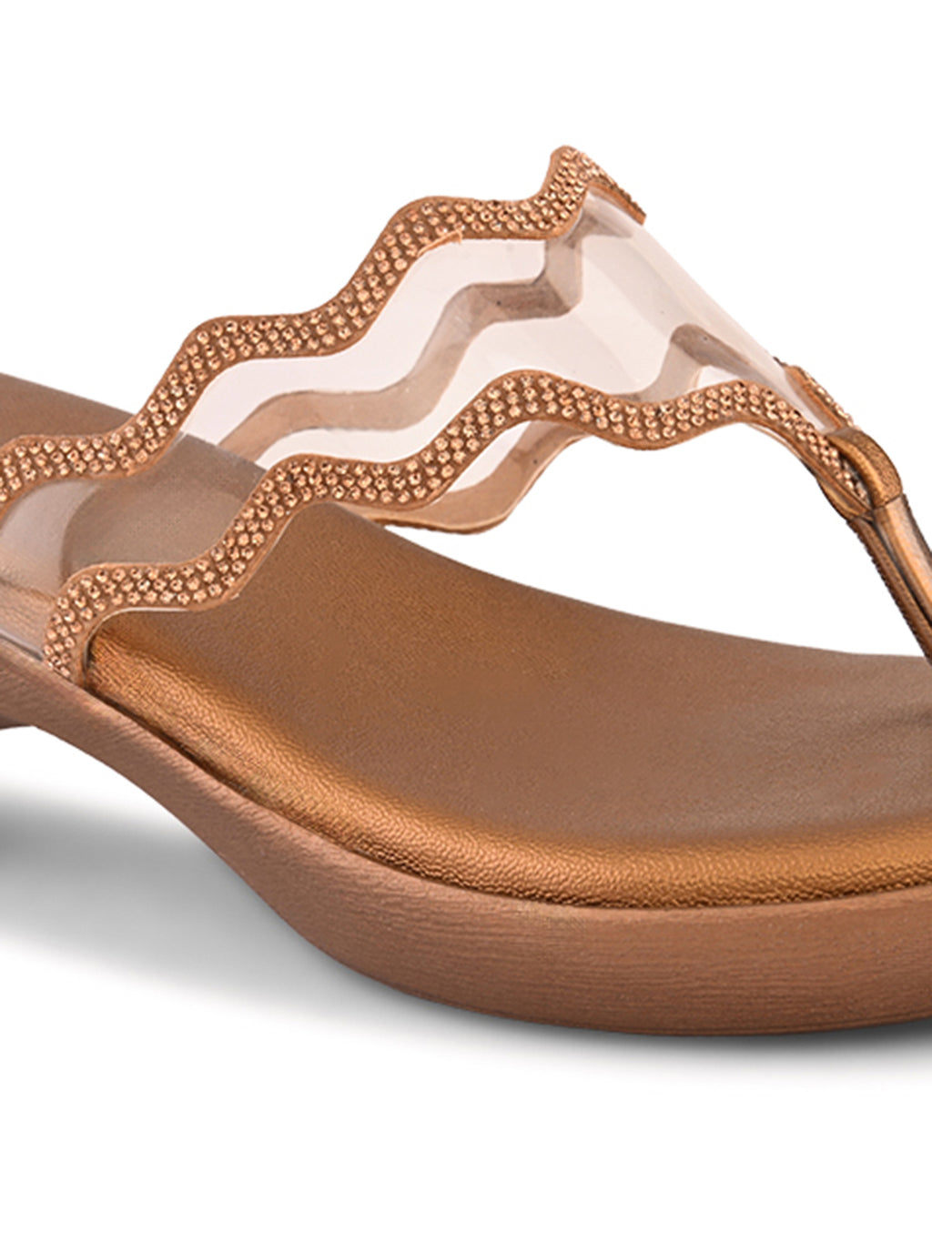 Embellished  Slip-On Sandals Wavy Strap Sandals