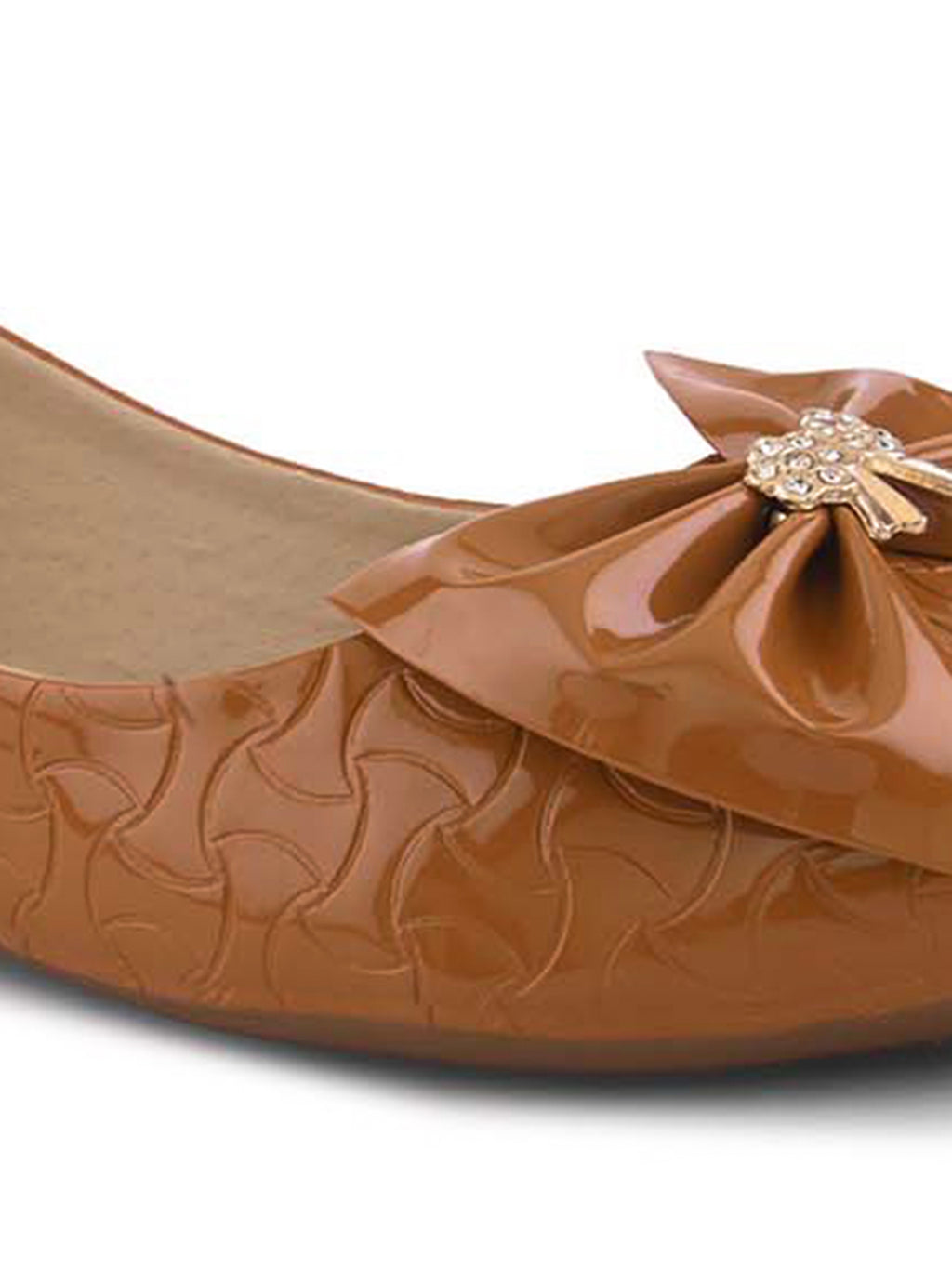 Glossy Bow Detail Ballerinas