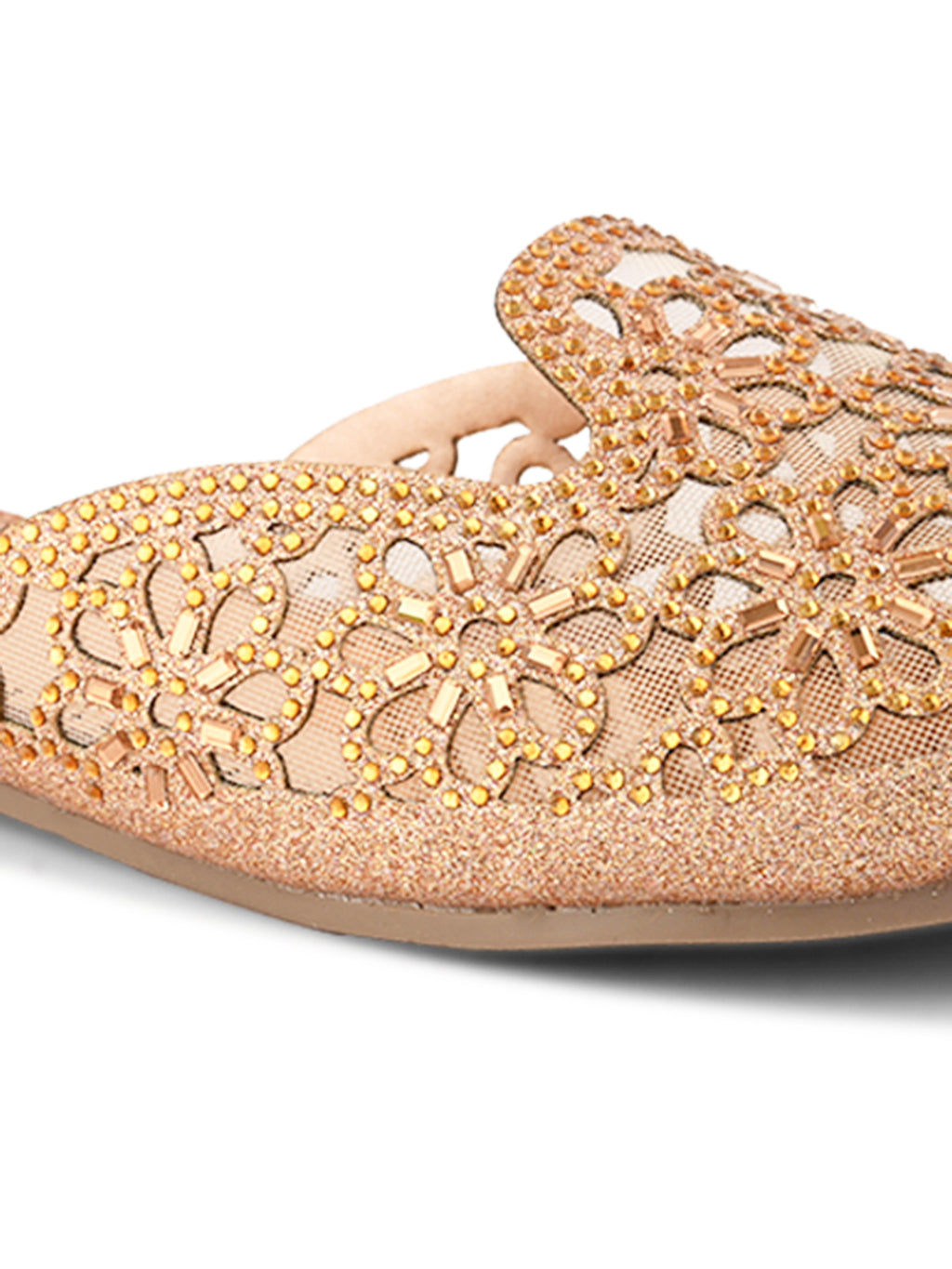 Embroidered Floral Cut-Out Design Mules