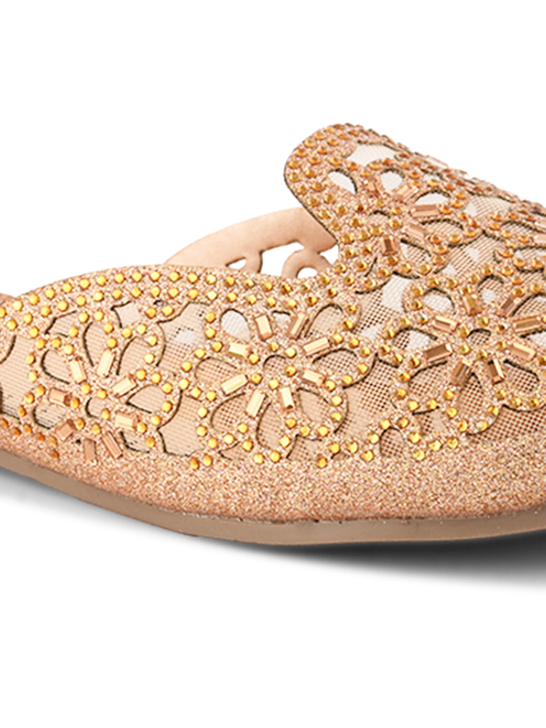 Embroidered Floral Cut-Out Design Mules