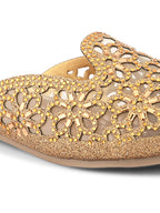 Embroidered Floral Cut-Out Design Mules
