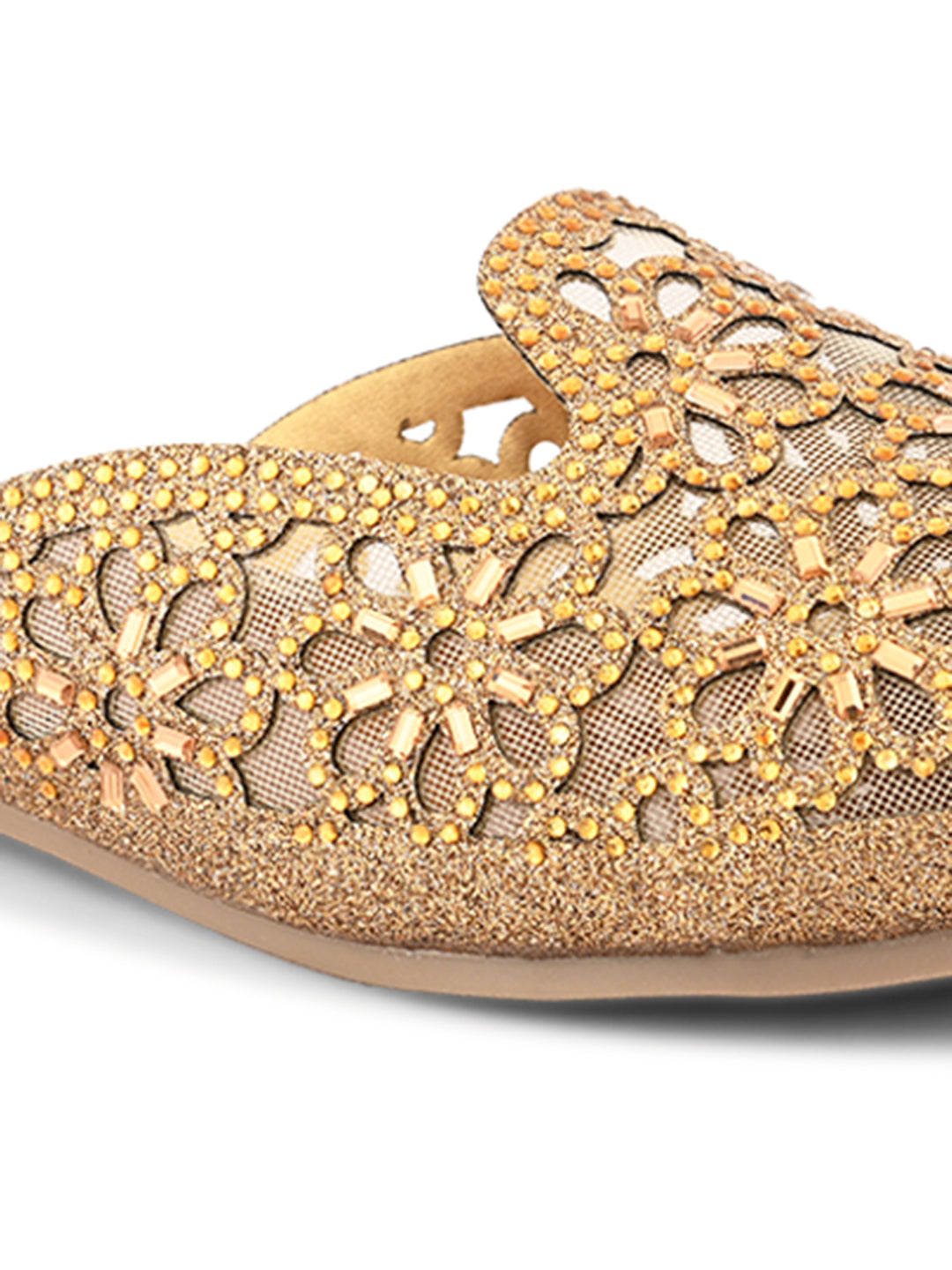 Embroidered Floral Cut-Out Design Mules