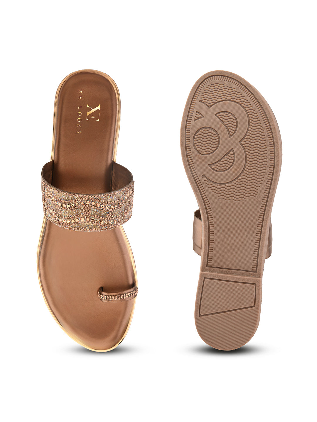 Elegant Embellished Toe-Ring Slip-On Flats