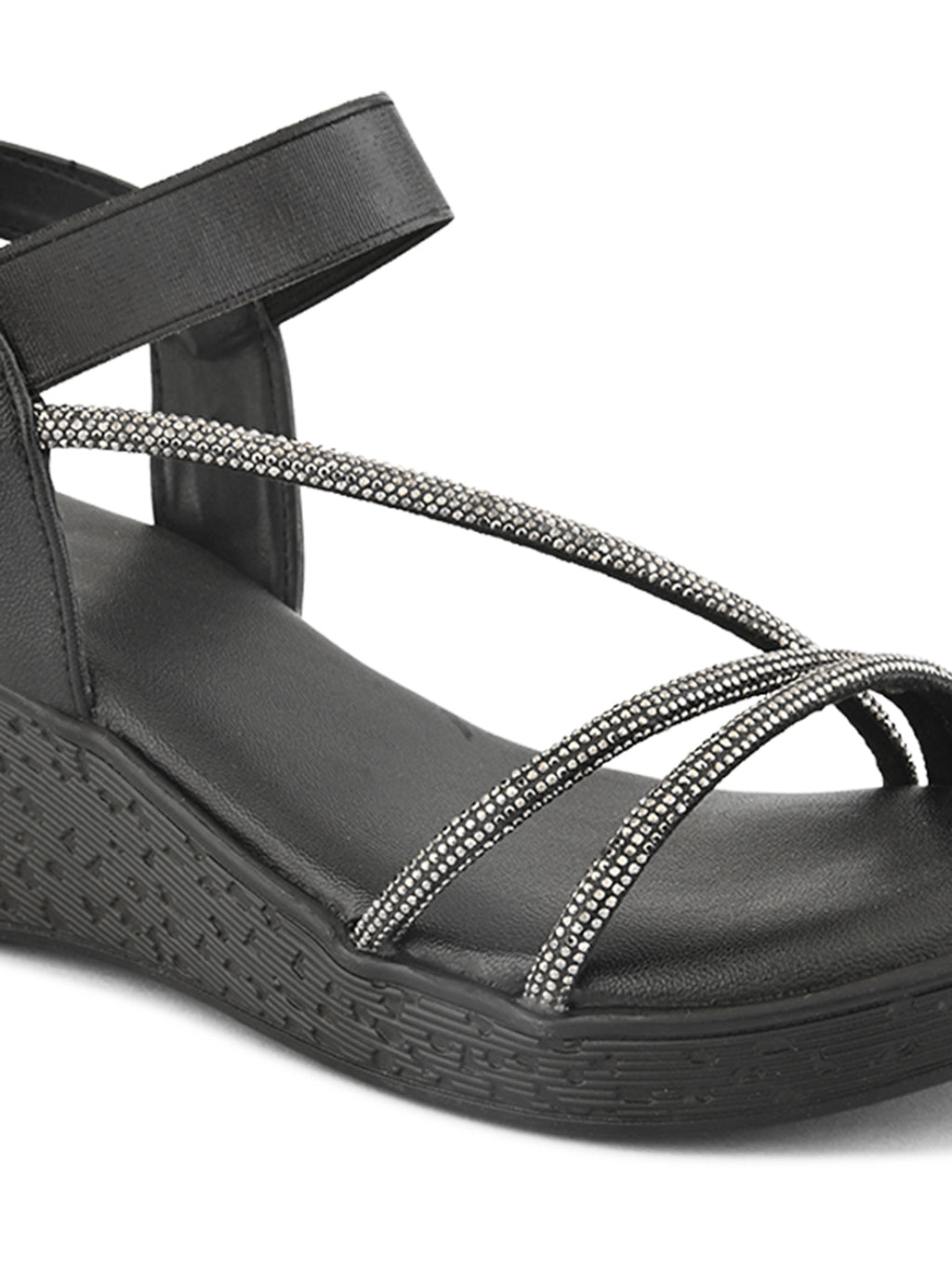 Stylish shimmer detailing straps Wedge Sandal
