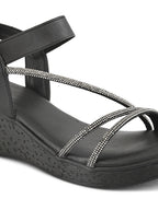 Stylish shimmer detailing straps Wedge Sandal