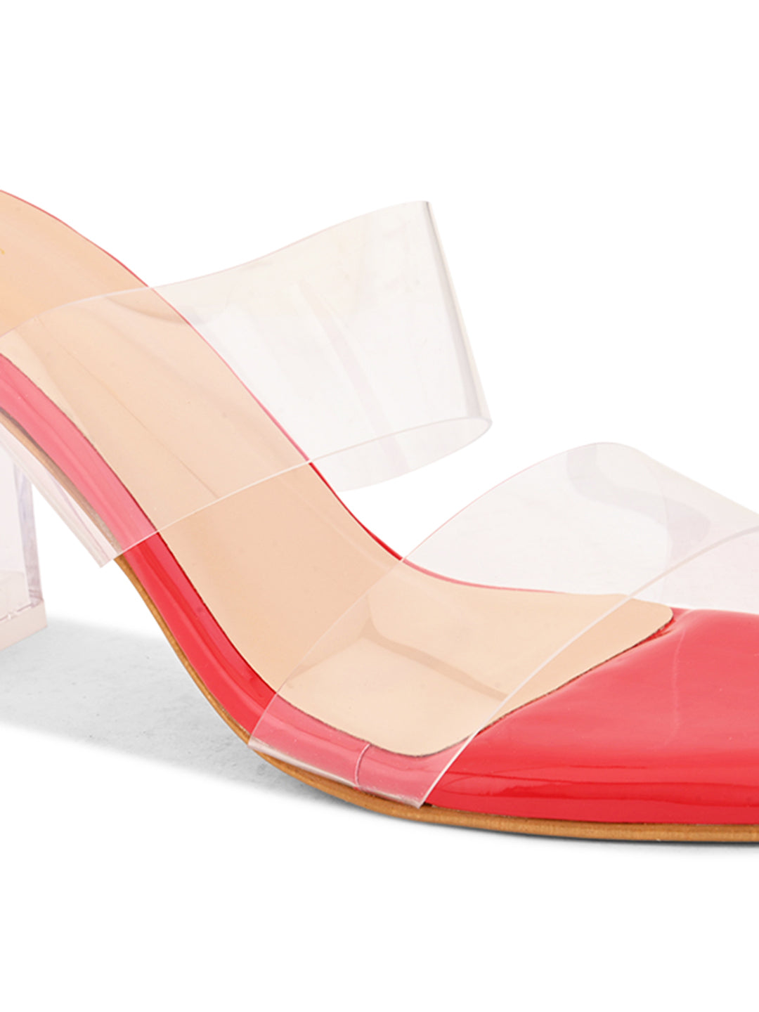 Transparent Double Strap  Sandal with Clear Block Heel