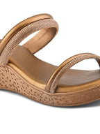 Shimmer dual straps With cushioned footbed Wedge Sandal