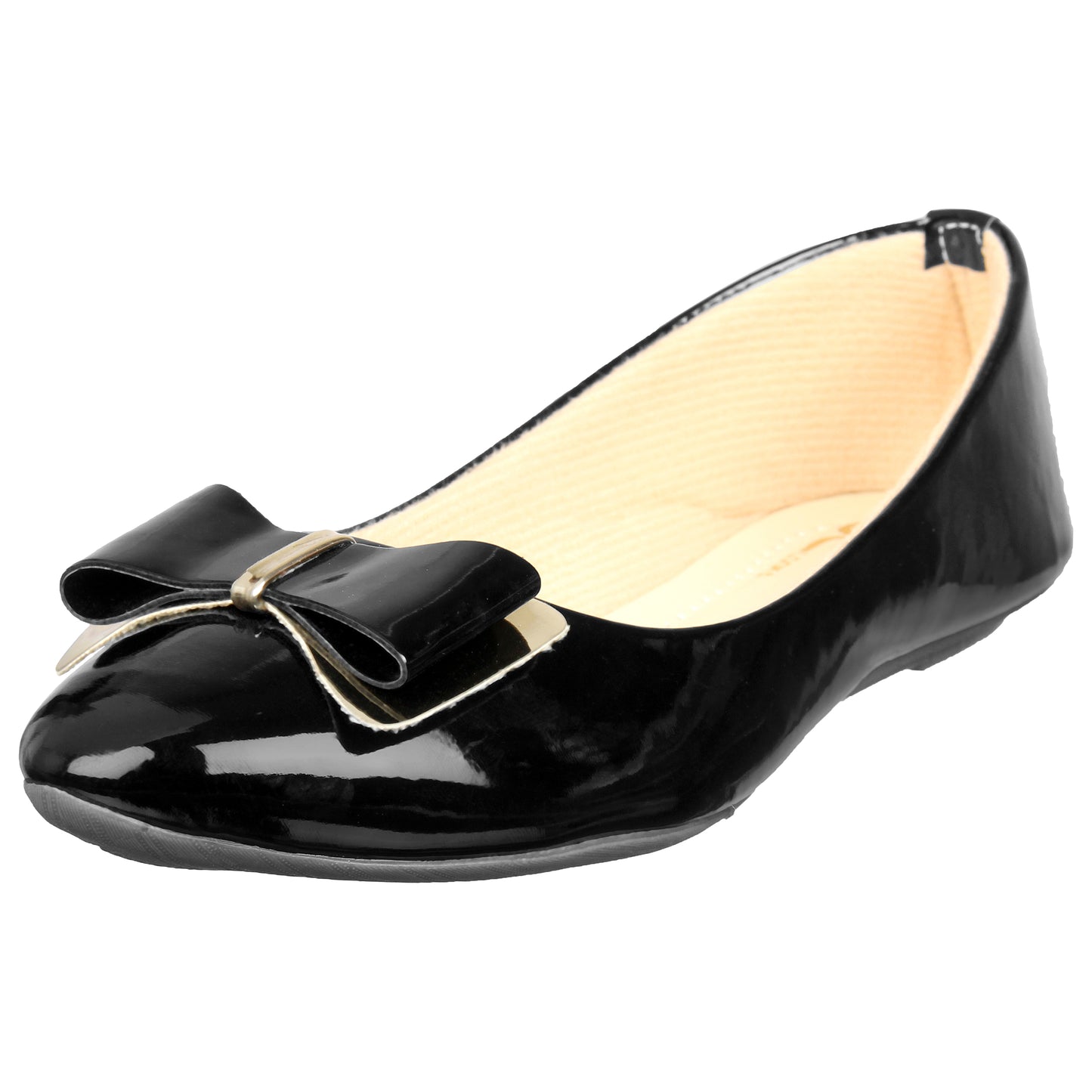 Classic & Timeless Patent Leather Flat Ballerinas With Buckle Design