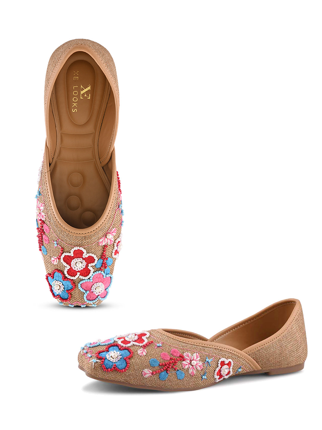 Ethnic Floral Beadwork Slip-On Juttis