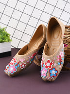 Ethnic Floral Beadwork Slip-On Juttis