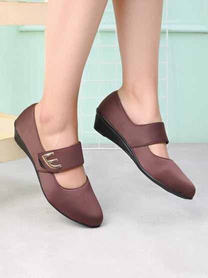 Classic & Timeless Stylish Buckle Wedge Heel Ballerinas