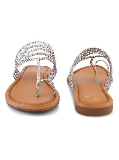Multi-Strap Braided Toe-Ring Flats Sandal
