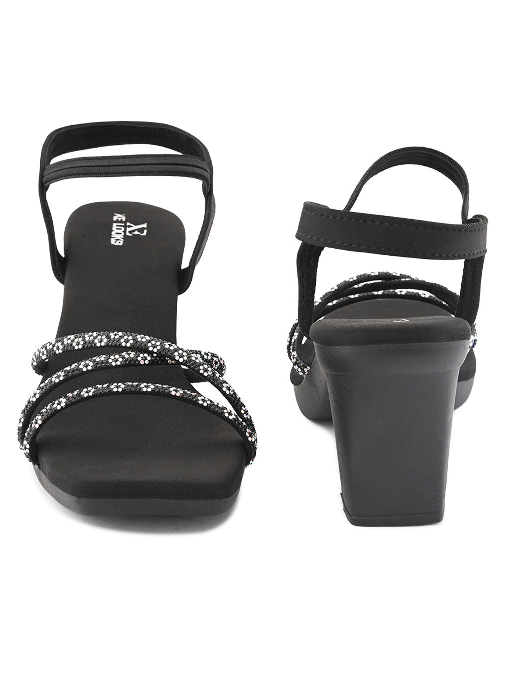 Sparkling Criss-Cross Straps Block Heel Sandal