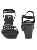 Sparkling Criss-Cross Straps Block Heel Sandal
