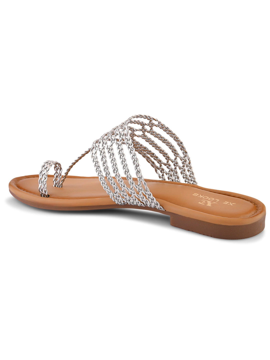 Multi-Strap Braided Toe-Ring Flats Sandal