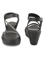 Stylish shimmer detailing straps Wedge Sandal