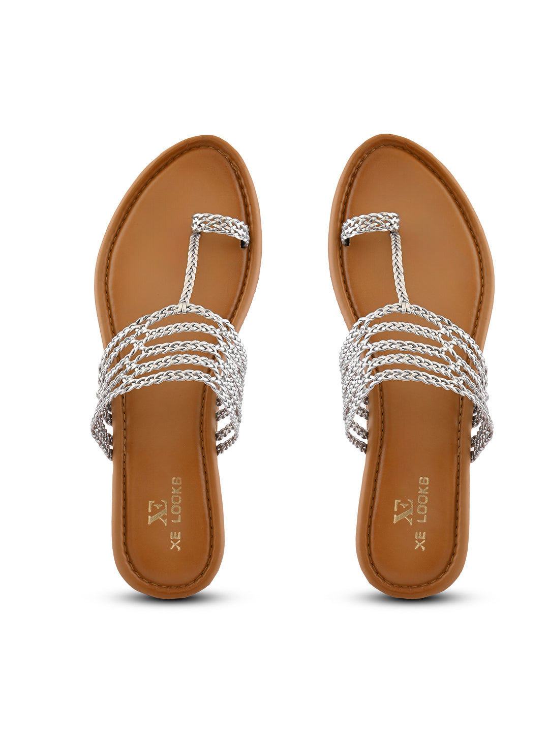 Multi-Strap Braided Toe-Ring Flats Sandal