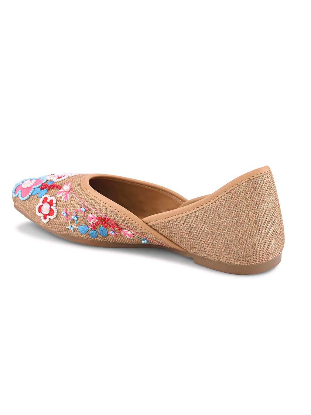 Ethnic Floral Beadwork Slip-On Juttis
