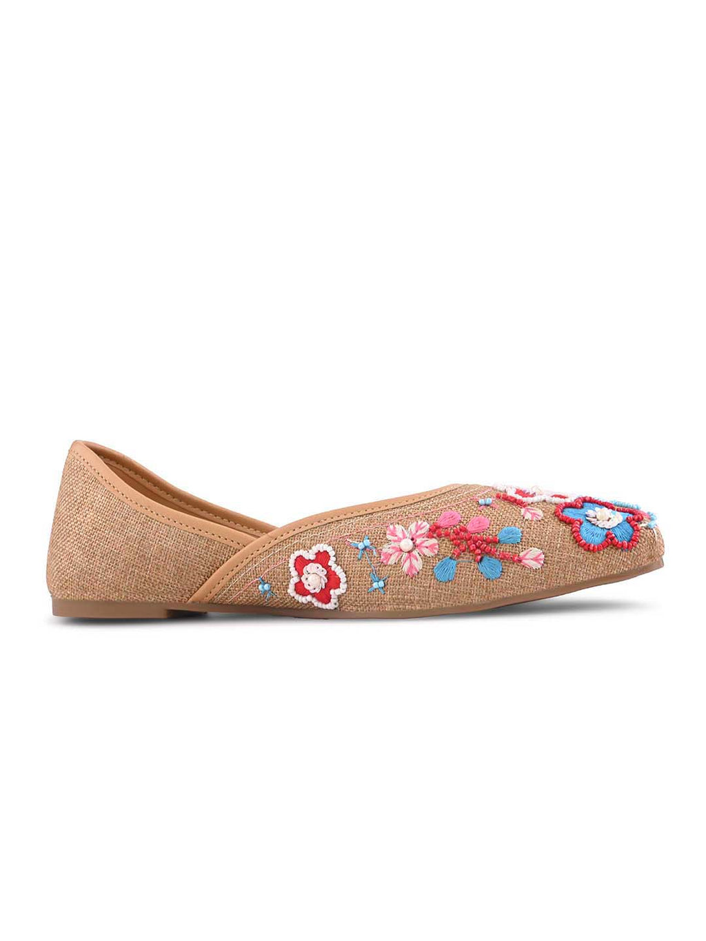 Ethnic Floral Beadwork Slip-On Juttis