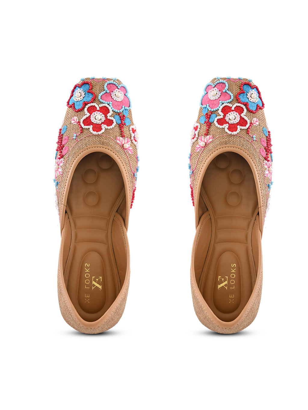 Ethnic Floral Beadwork Slip-On Juttis