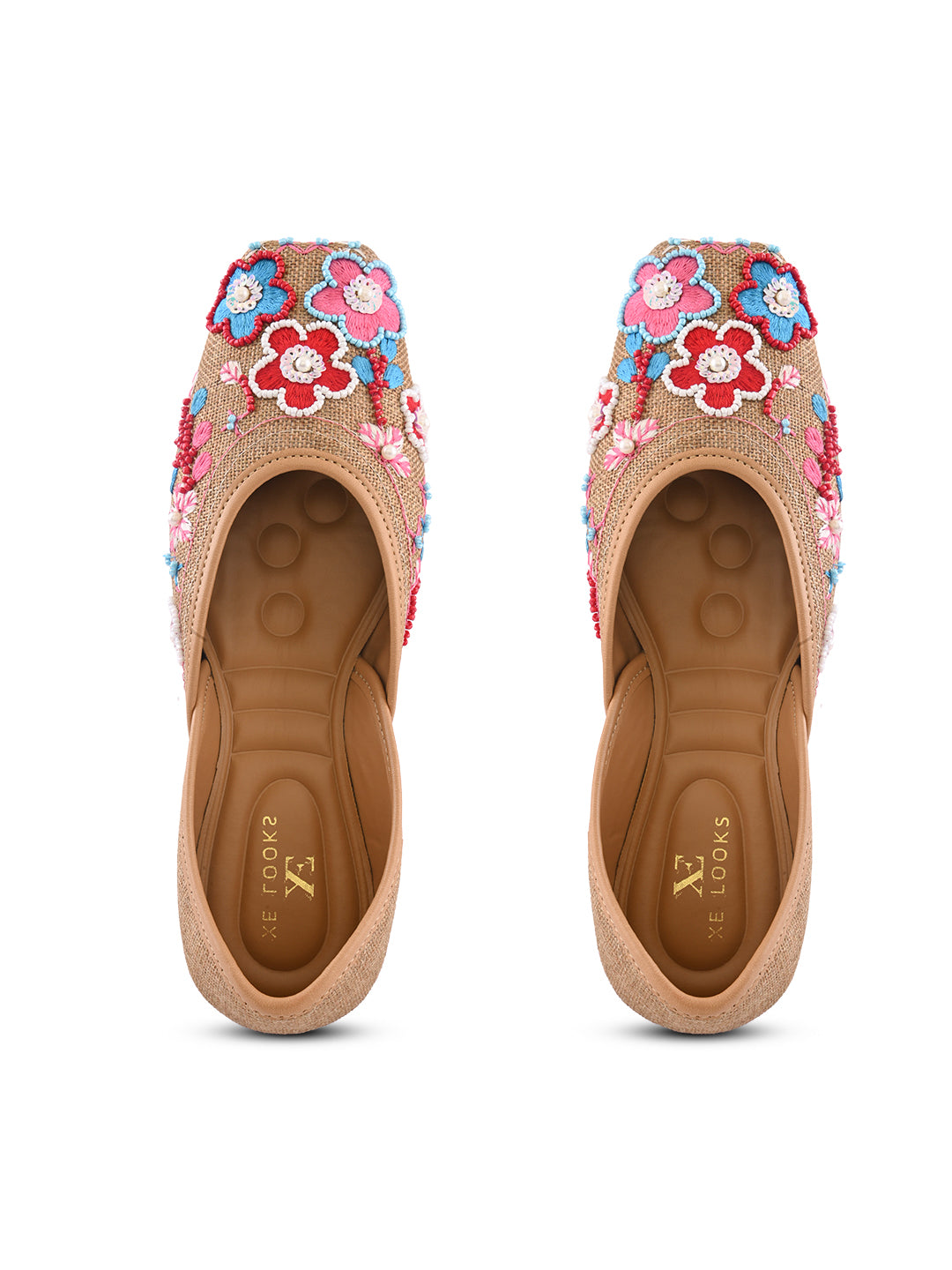 Ethnic Floral Beadwork Slip-On Juttis