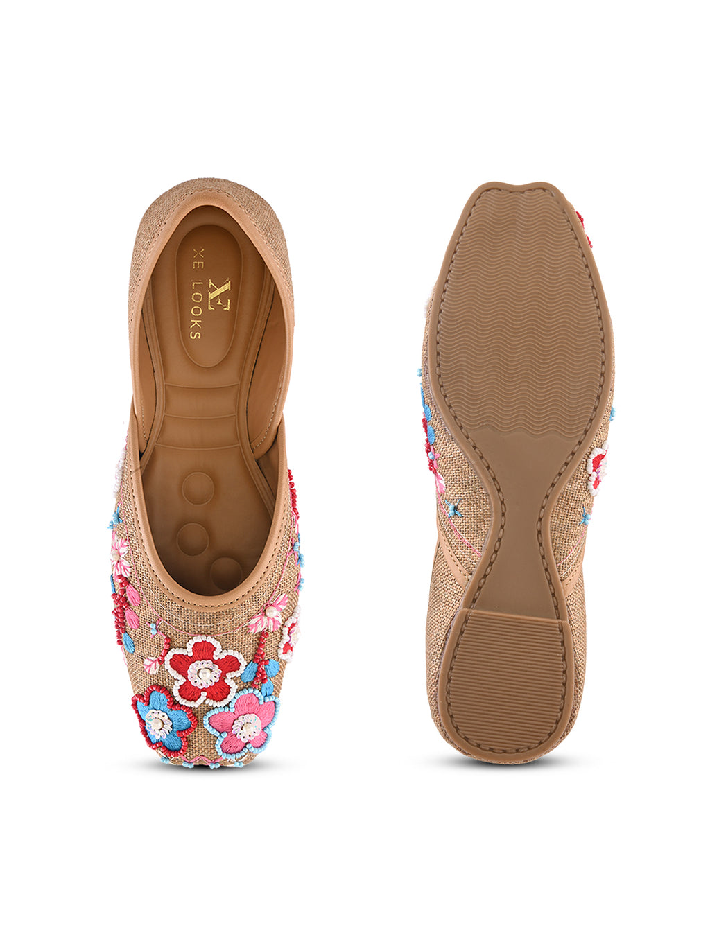 Ethnic Floral Beadwork Slip-On Juttis
