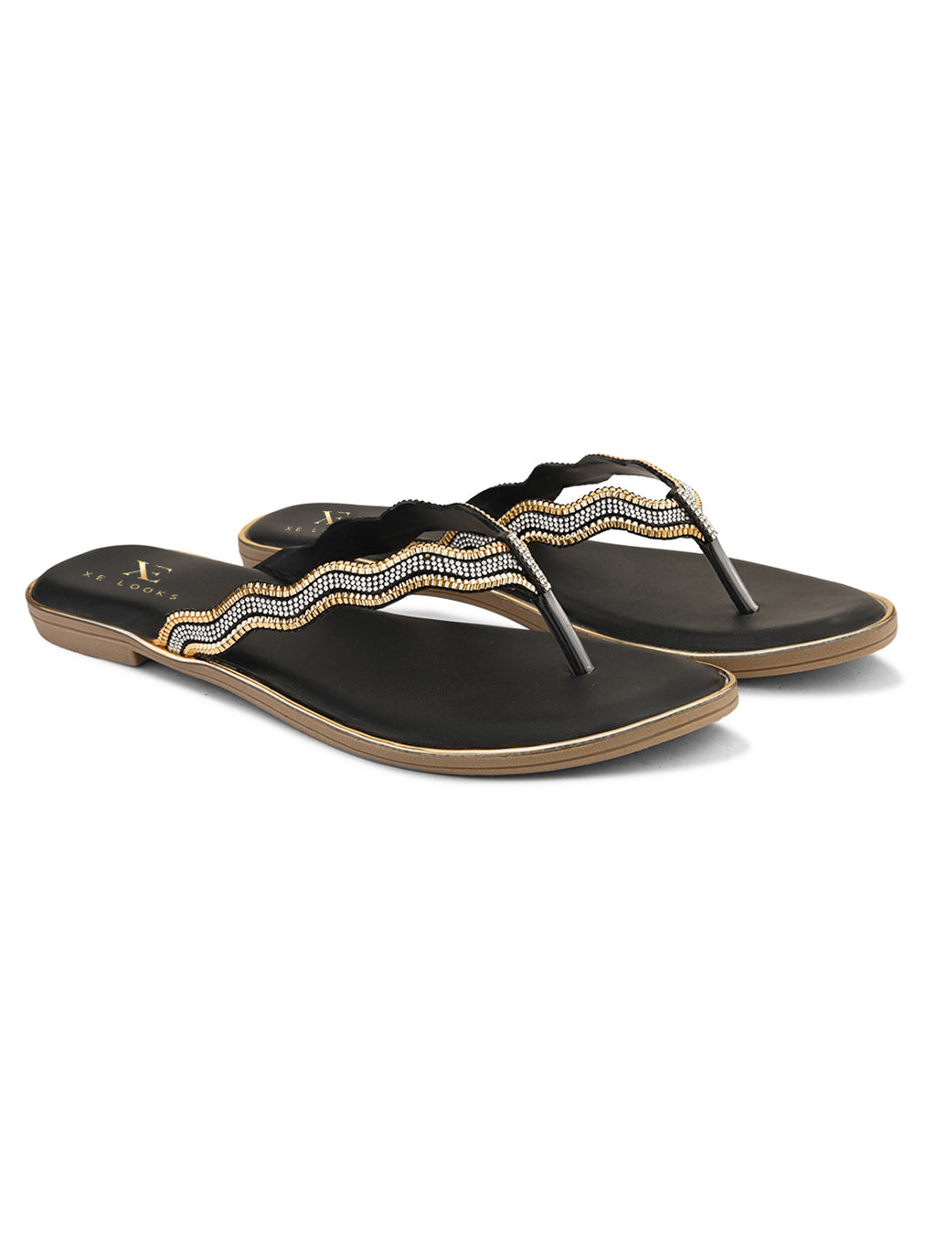Traditional Slip-On Sandals with Stone-Styled Strap Design