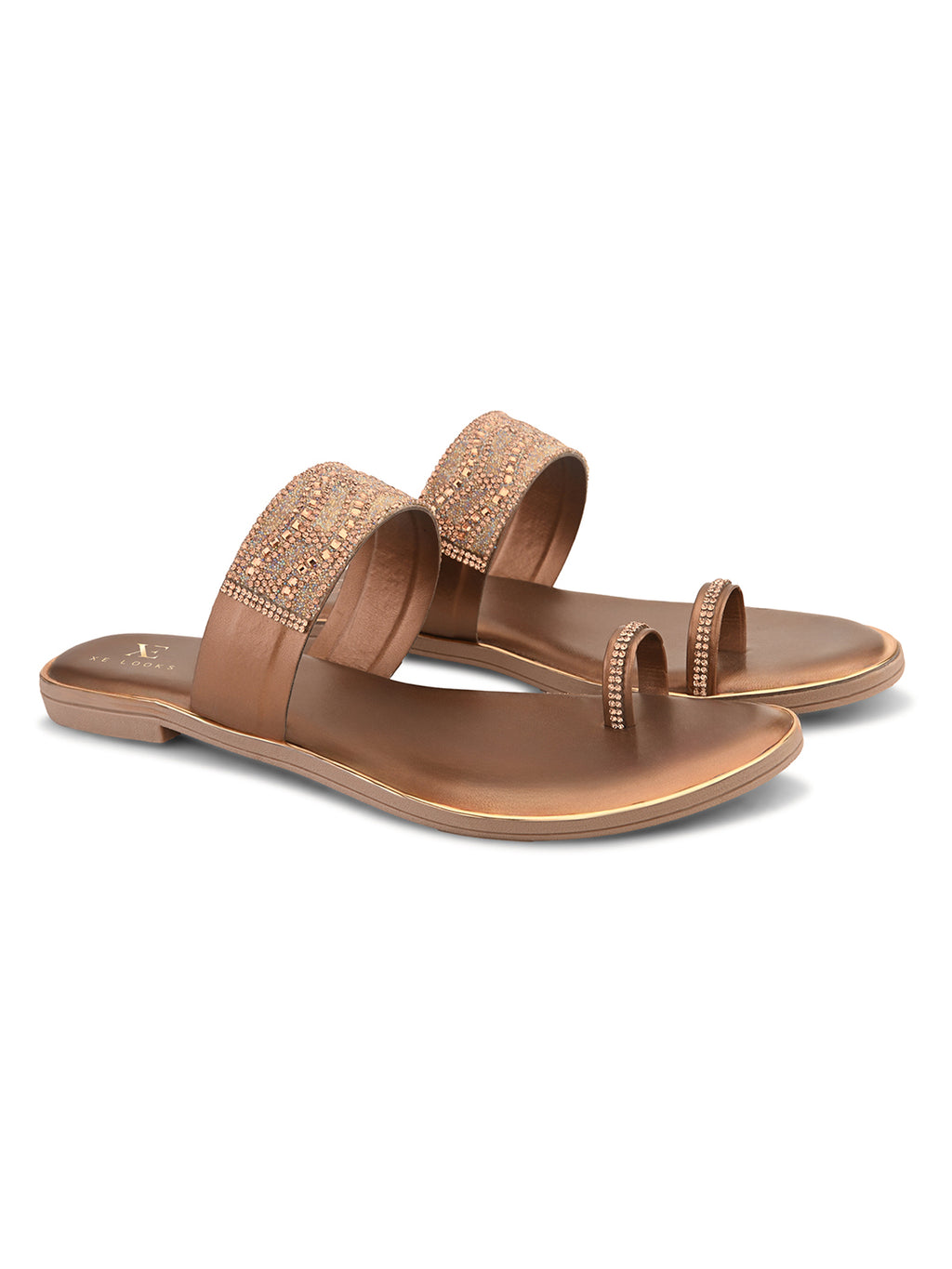 Elegant Embellished Toe-Ring Slip-On Flats