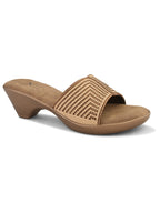 Wedge Slide Sandals Pleated Upper Strap with Chevron