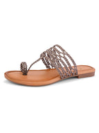 Multi-Strap Braided Toe-Ring Flats Slippers