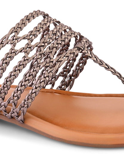 Multi-Strap Braided Toe-Ring Flats Sandal