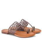 Multi-Strap Braided Toe-Ring Flats Slippers