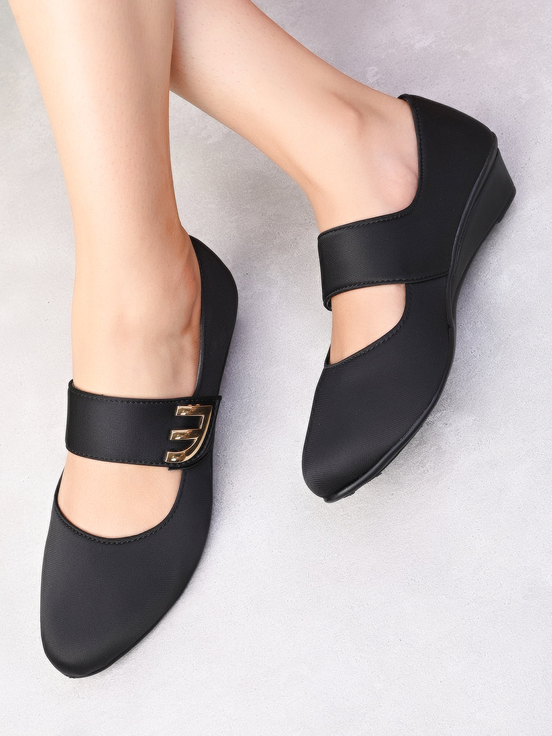 Classic & Timeless Stylish Buckle Wedge Heel Ballerinas