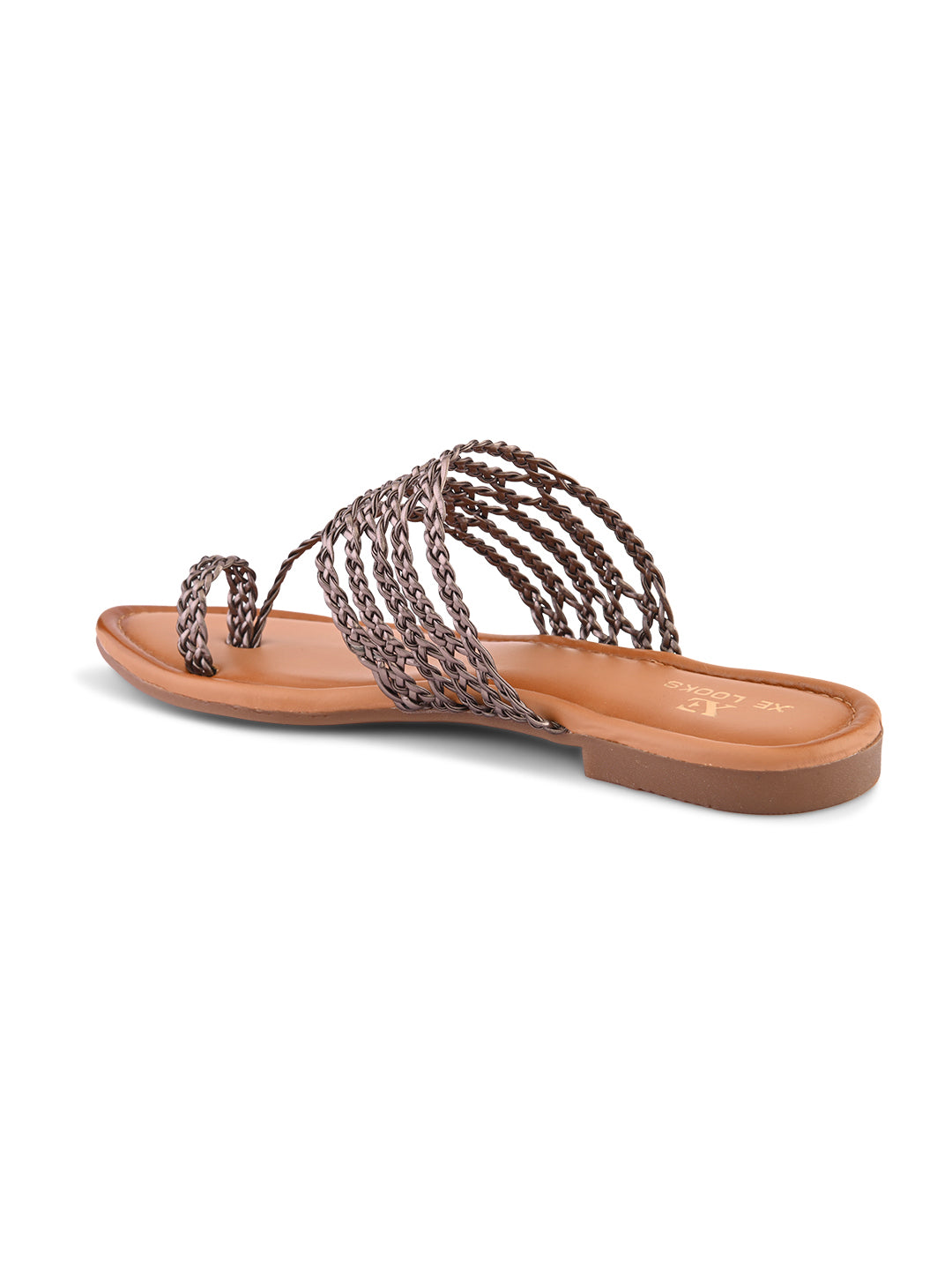 Multi-Strap Braided Toe-Ring Flats Sandal